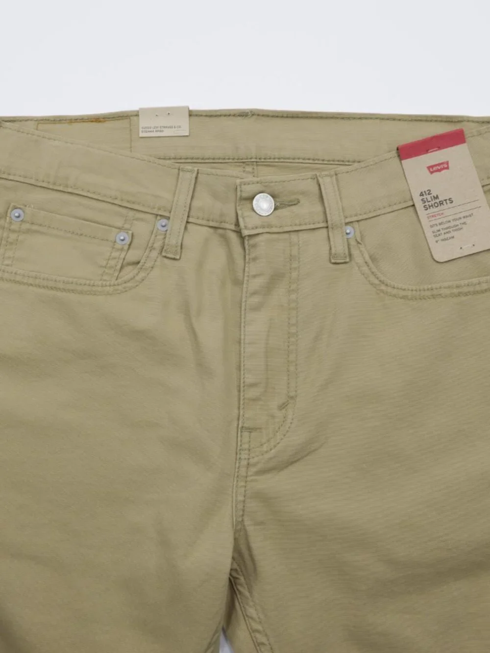 Levi's 412 Men's Comfortable Canvas Stretch‎ Slim Fit Shorts Beige Size 36X9